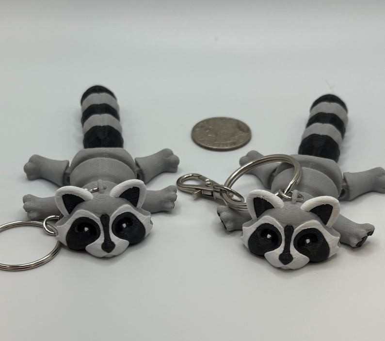Pvc Raccoon Keychain Flexible Raccoon Keychain – 3D Printed Fidget Bag Tag, Cute Animal ...