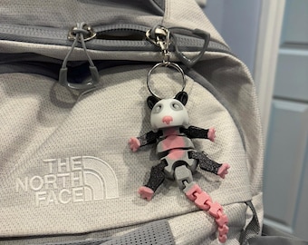 Flexible Possum Keychain – 3D Printed Fidget Bag Tag, Cute Animal Keyring, Stocking Stuffer Gift