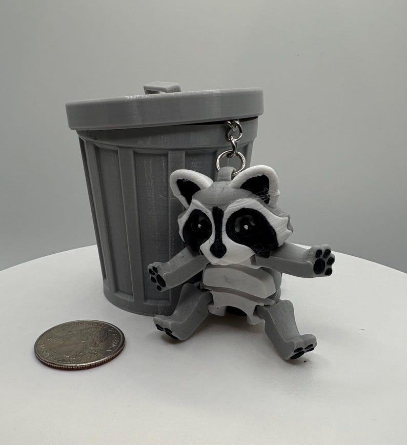 Pvc Raccoon Keychain Flexible Raccoon Keychain – 3D Printed Fidget Bag Tag, Cute Animal ...