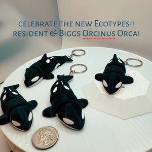 Flexible Orca Keychain – Playful Ocean-Inspired Bag Charm - 3D Printed Fidget Bag Tag, Cute Ocean Animal Keyring, Stocking Stuffer Gift