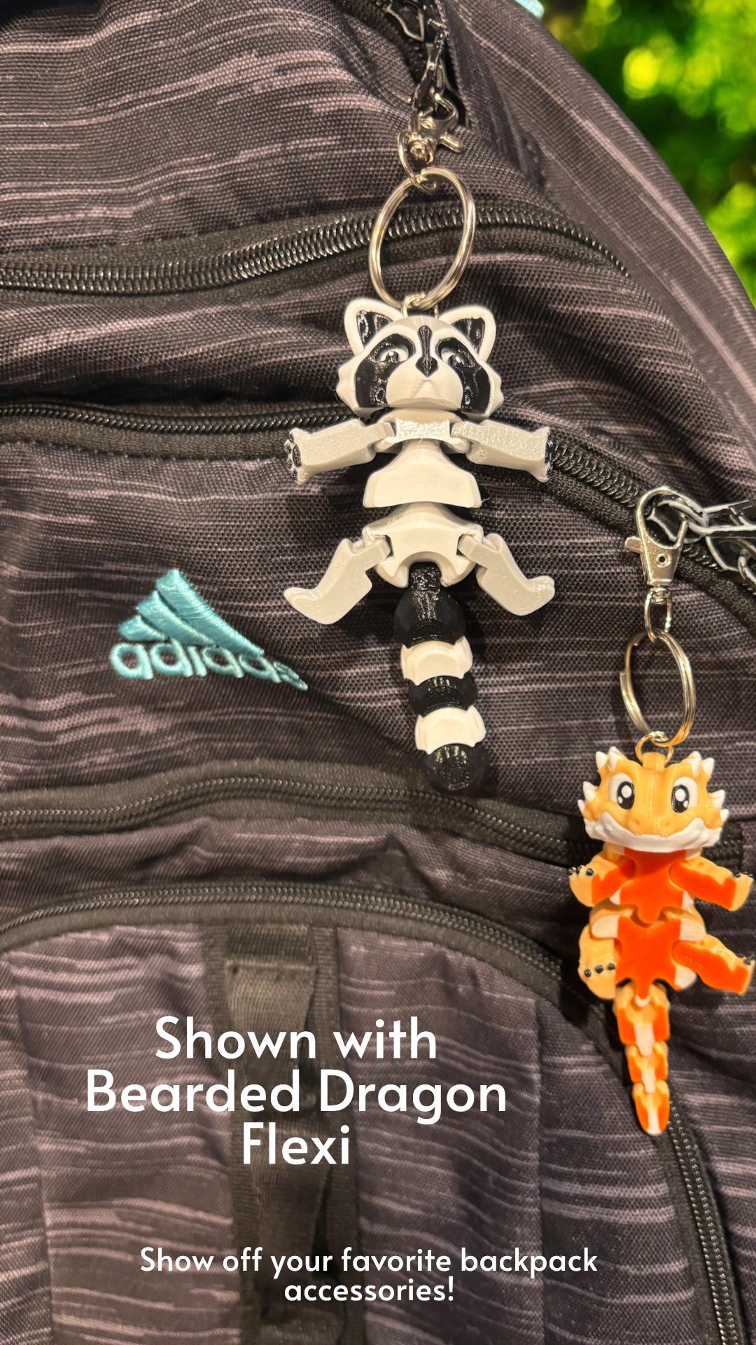 Flexible Raccoon Keychain – 3D Printed Fidget Bag Tag, Cute Animal ...