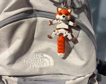 Flexible Fox Keychain – 3D Printed Fidget Bag Tag, Cute Animal, Stocking Stuffer Gift, Backpack Keyring Gift, Charm