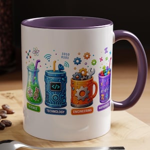 STEM Mugs Accent Coffee Mug, Science Math Engineering Technology