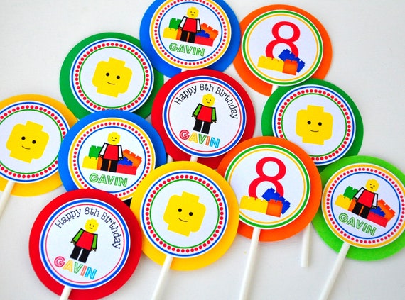 Lego Cupcake Toppers Personalized Lego Inspired Cupcake | Etsy