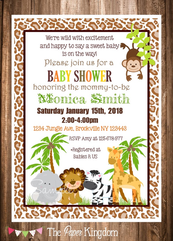 Jungle Safari Baby Shower Invitations, Printable Safari Invitations, Jungle Animals, Neutral Baby Shower, Digital Invitations Il_570xn
