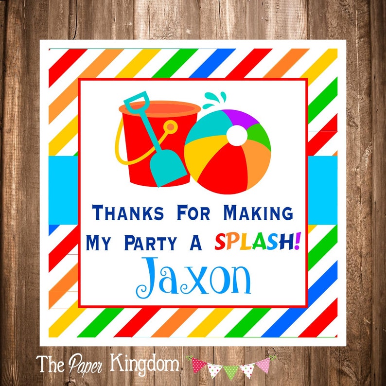 Printable Beach Ball Labels Diy Gift Tags Digital Hang Tags Etsy