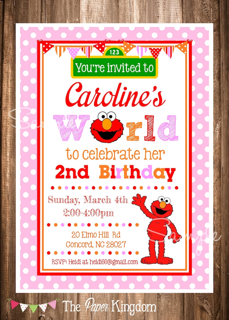 Elmo Invitations Girl Elmo Birthday Invitations Elmo S Etsy