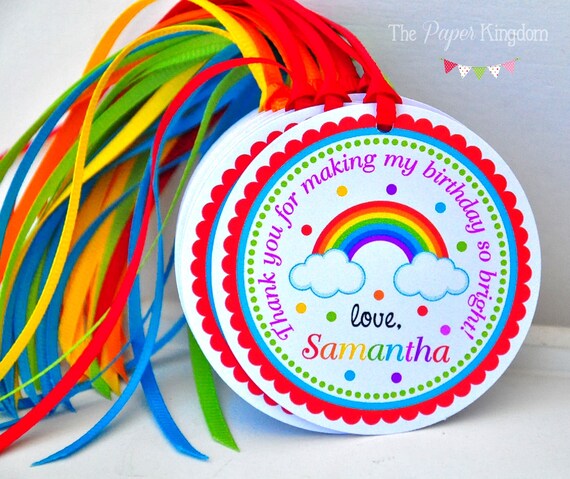 rainbow hang tags over the rainbow gift tags rainbow birthday