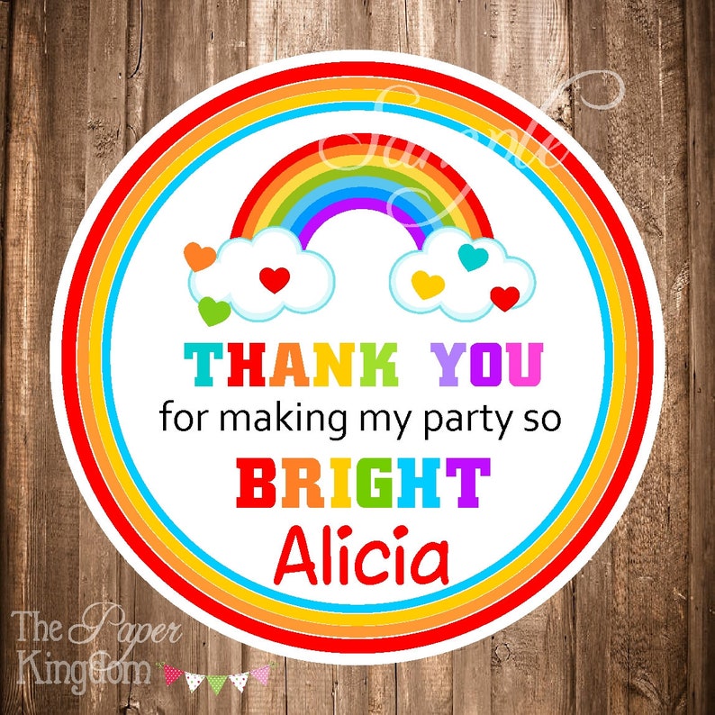 Rainbow Birthday Party Rainbow Hang Tags Rainbow Birthday Party YOU PRINT Printable Rainbow Favor Tags DIY Rainbow Thank you Tags