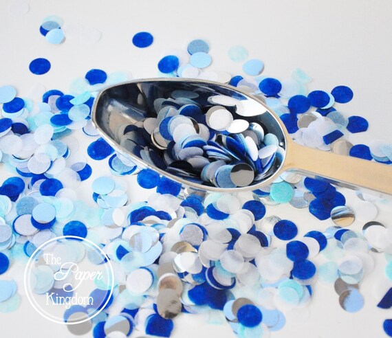 Tissue Paper Confetti, Biodegradable Confetti, Blue White Silver Confetti, Baby Shower Confetti, Mini Confetti. Blue Wedding Confetti Il_570xn