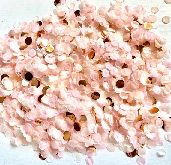 Confetti, Tissue Paper Party Confetti, Wedding Confetti, Foil Confetti, Bridal Confetti, Blush, White and Copper Rose Gold Confetti, Il_570xn