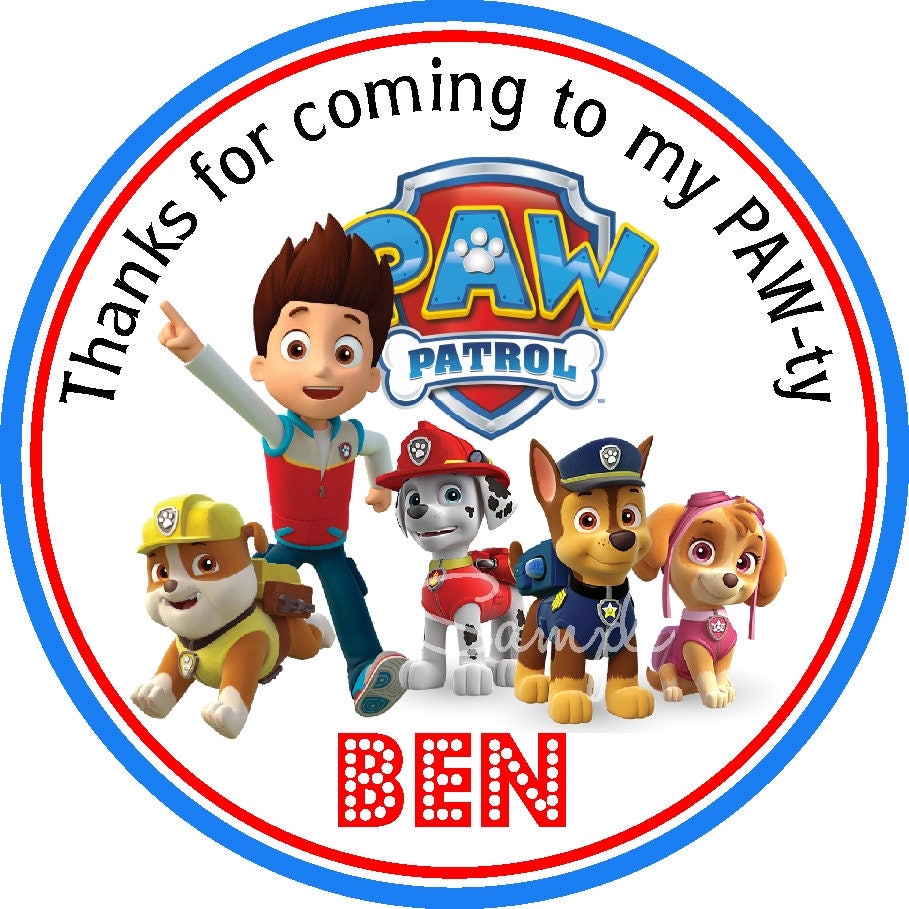 Paw Patrol Stickers Paw Patrol Inspired Labels Personalized Etsy