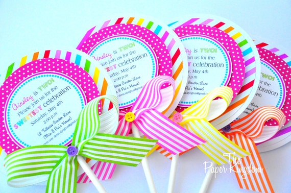 Zaproszenia Lizak Na Zaproszenie Lizaka Lollipopdylaned Etsy