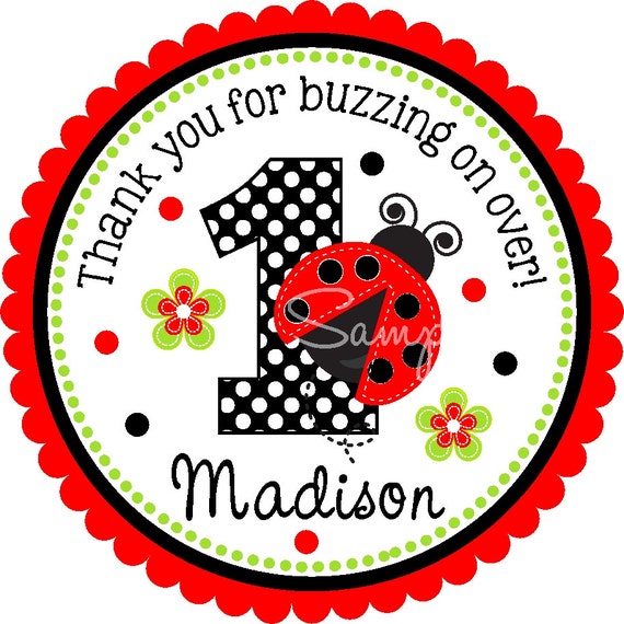 Ladybug Stickers Ladybug Birthday Party Personalized Lady Etsy