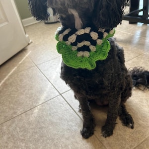 Crocheted Beetlejuice inspired dog bandana