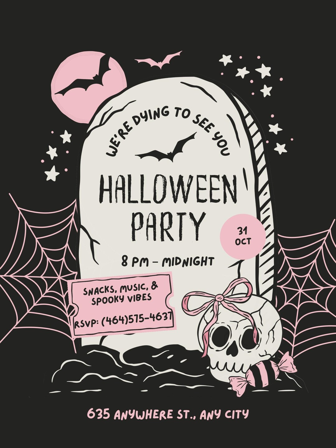 Graceyard Graveyard Party Invitaton, Halloween Party Invite, Graceyard Poster ...