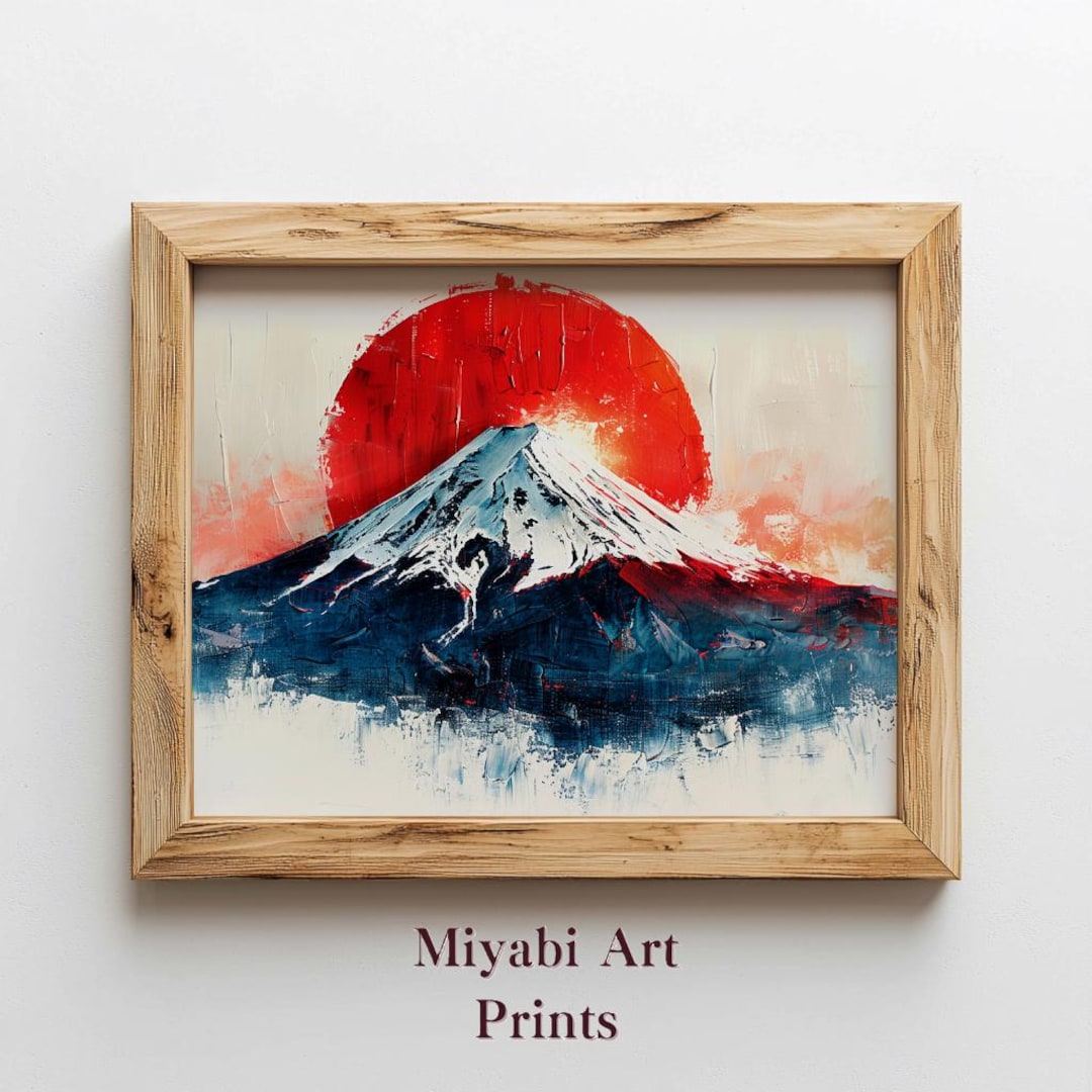 Mount Fuji With Rising Sun Japanese Digital Wall Art - Etsy