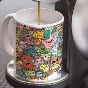 Whimsical Monster Mug - Colorful Cartoon Character Coffee Cup, Cute Gift for Kids, Fun Home Decor, Birthday Treats, Unique Collectible