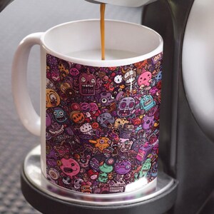 Whimsical Creature Mug - Colorful Cartoon Characters Coffee Cup, Funny Drinkware for Gifts, Halloween, Everyday Use, Collectibles