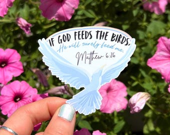 Christian Sticker | Matt 6:26  Sticker, Cute Jesus Sticker, Bible Verse Vinyl, Faith Sticker for Women, Bible, Laptop, Journal Sticker