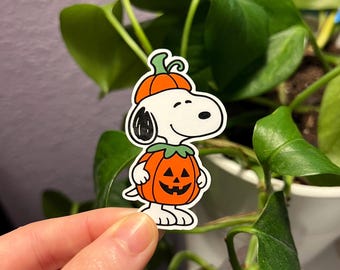 Halloween Pumpkin Dog Sticker, Fall Cartoon Dog Sticker, Spooky Autumn Vinyl Sticker, Halloween Water Bottle, Laptop Sticker (Waterproof)
