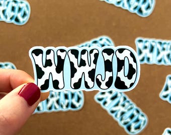What Would Jesus Do Sticker | Cute Christian Stickers, Cow Print WWJD Bible Journaling Sticker, Water Bottles, Faith Stickers Gift For Women