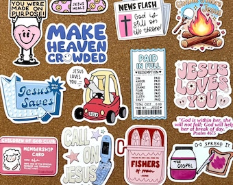 Jesus Sticker Pack | 14 Cute Christian Stickers | Girly Faith Stickers for Bible Journaling, Water Bottles, Faith Stickers Gift For Women
