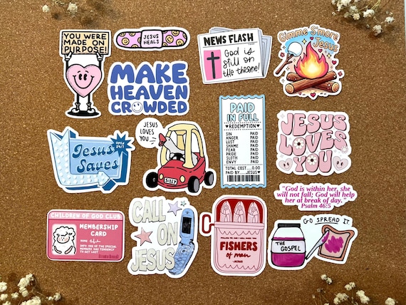 Jesus Sticker Pack | 14 Cute Christian Stickers | Girly Faith Stickers for Bible Journaling, Water Bottles, Faith Stickers Gift For Women
