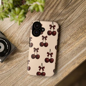 Cherry Bow Phone Case for Iphone 16- Glossy & Matte, Coquette, Cherry, Bow  Phone Cover, Gifts for Her, Girlfriend Present, Mothers Day Gift