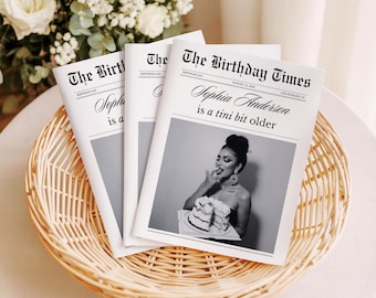 A Tini Bit Older Birthday Invitation Template, Large Birthday Newspaper, Editable Newspaper, Birthday Newspaper Template, Canva Template