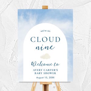 On Cloud Nine Baby Shower Welcome Sign Template, Cloud 9 Baby Shower Signs, Boho Baby Shower Decor, Printable Editable Template #11H-BSWS