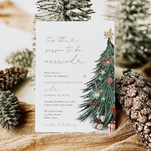 Christmas Wedding Invitation Template, Holiday Wedding Invites Printable, Tis The Season To Be Married #CHR6