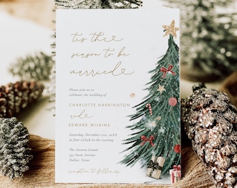 Christmas Wedding Invitation Template, Holiday Wedding Invites Printable, Tis The Season To Be Married #CHR6