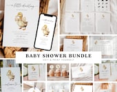 Duck Baby Shower Invitation Bundle Printable, Little Duckling Baby Shower Invitation and Editable Games, Duck Baby Shower Decorations #6FP