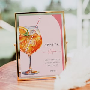 Aperol Spritz Bar Sign, Love At First Spritz Bridal Shower Bar Sign, Signature Drink Bar Menu Template, Citrus Bridal Shower Printable #S2
