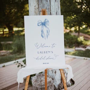 Blue Bow Welcome Sign Blue Bow Bridal Shower Welcome Sign Printable Blue Bow Bridal Shower Sign Template Blue Bridal Shower Welcome #1D-BRS
