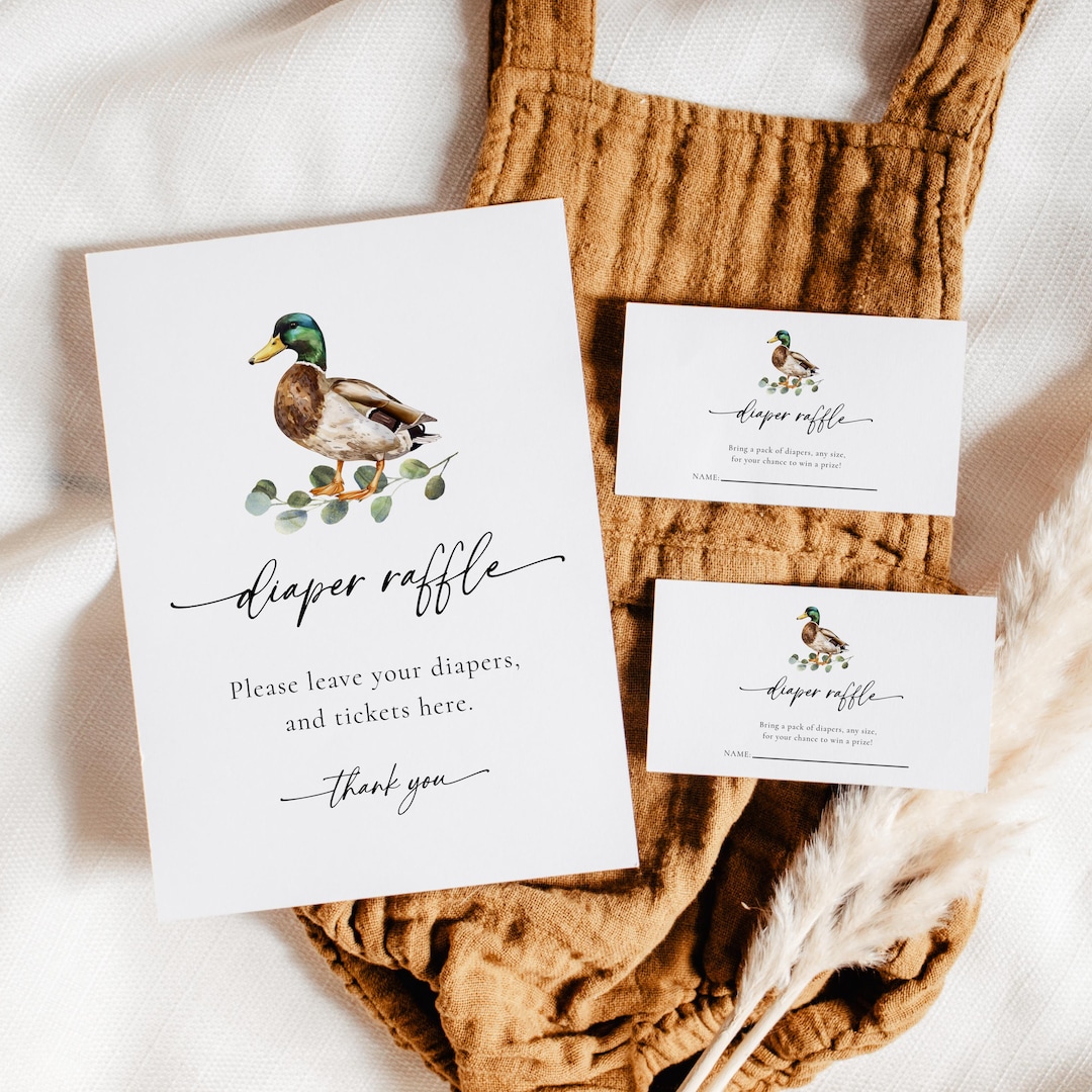 Diaper Raffle Game, Printable Mallard Duck Baby Shower Diaper Raffle ...