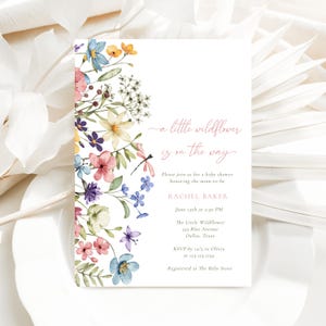 Printable baby in bloom shower invite with soft watercolor florals, perfect for a garden or boho baby shower celebration.