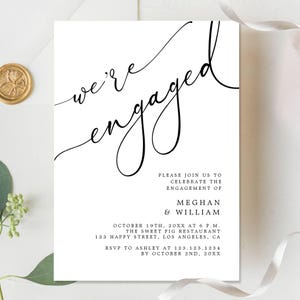 Engagement Party Invitations Digital, Modern Engagement Invitation Template, We're Engaged Invites, Instant Download Invite Template #16E