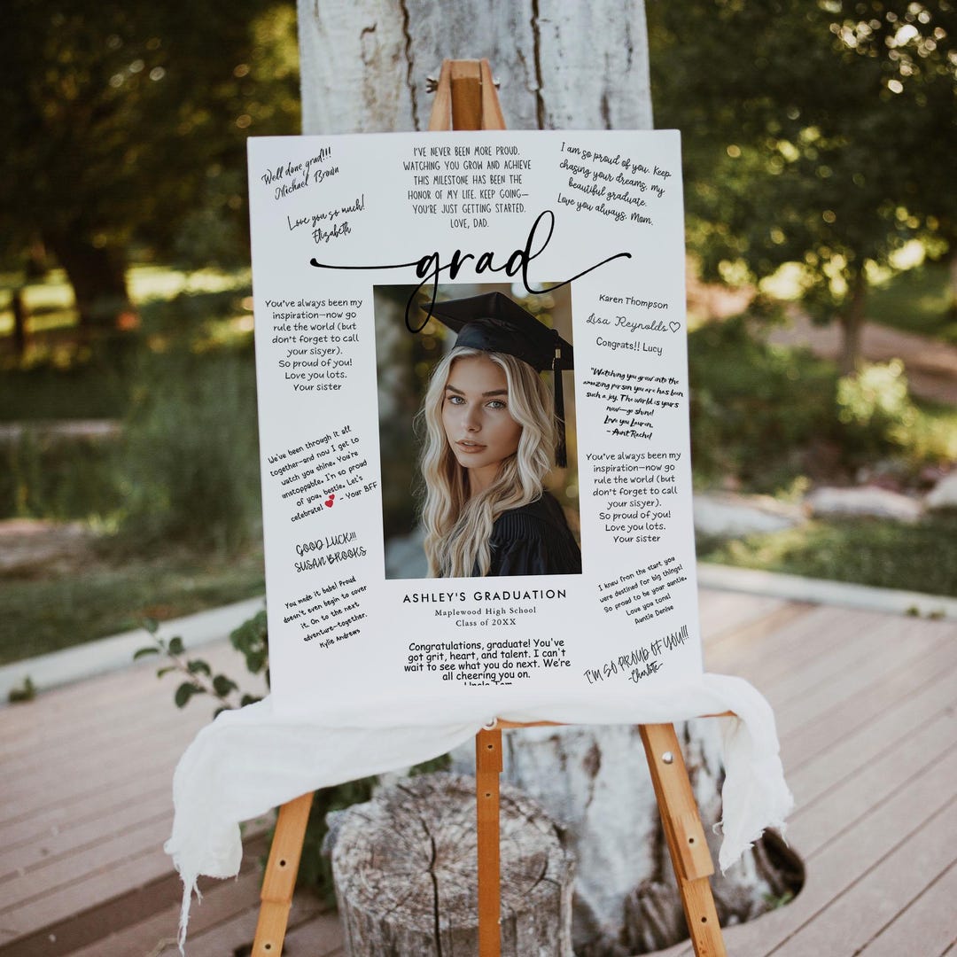 Graduation Photo Guestbook Sign, Graduation Signature Board Template ...
