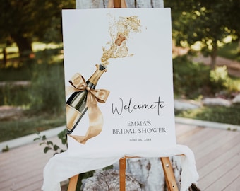 Pop The Champagne Bridal Shower Welcome Sign, Brunch and Bubbly, She's Changing Her Last Name #K9