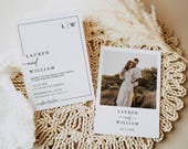 Boho Wedding Invitation, Photo Wedding Invite Template, Modern Wedding Invitation, Minimalist Wedding Invitation, Editable Template #W12