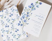 Wildflower Graduation Invitation Wildflower Graduation Announcement Graduation Invite Template Girl Graduation Invite Editable Template #J5