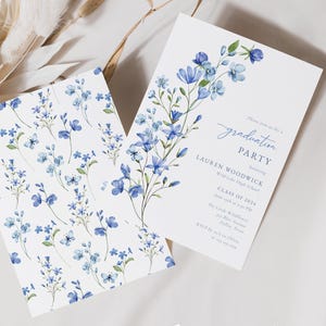 Feminine wildflower-themed graduation announcement with customizable text fields for a personal touch.