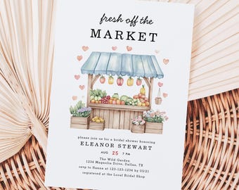 She's Off The Market Bridal Shower Invitation Template, Farmer's Market Shower Invite, Instant Download, Printable N7
