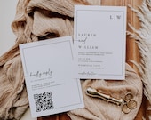 Minimalist QR Code Wedding Invitation Template: Modern Printable (Editable RSVP Card #4K)