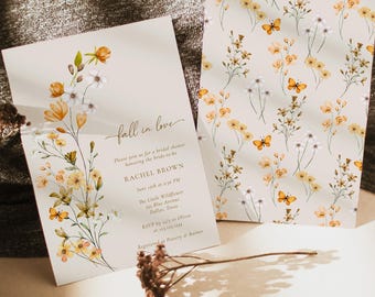 Fall in Love Bridal Shower Invitation, Autumn Bridal Shower Invite, Fall Bridal Shower, Editable Bridal Shower Template, Fall in Love #F7