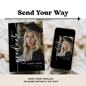 Graduation invitation with photo insert and contemporary styling for a high school or college graduate