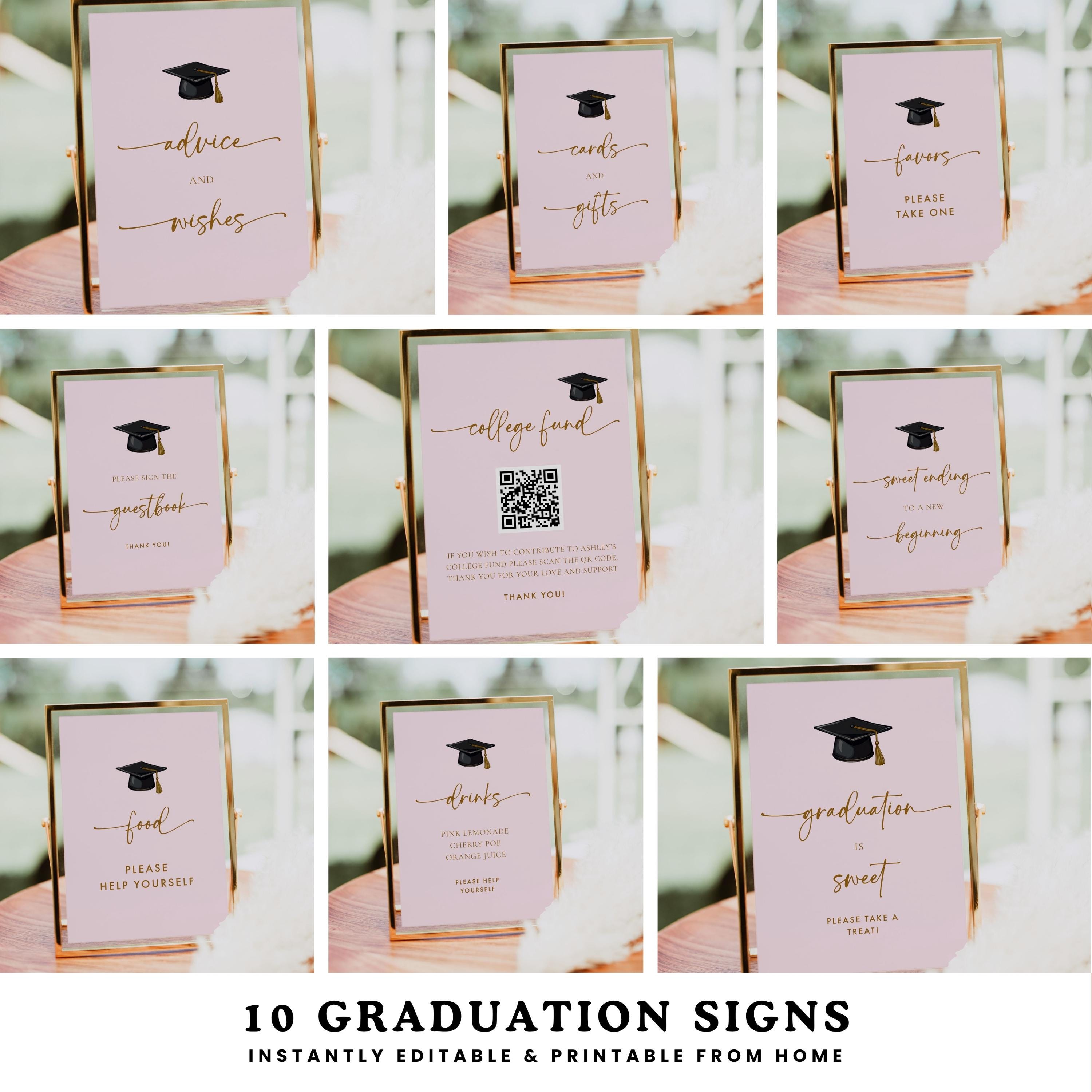 Pink Sign Grad Example Pink Graduation Party Signs, Girl Graduation Party Decor, Grad Party ...