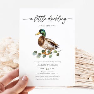 Mallard Duck Baby Shower Invitation, Little Duckling is on the Way, Rustic Baby Shower Invites, Digital Baby Shower Invitation #001-BSI